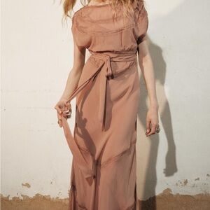 Zara Elegant Tan Maxi Dress